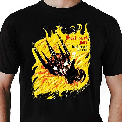 Camiseta rock Mercyful Fate Sauron tamanho adulto com mangas curtas na cor preta Premium