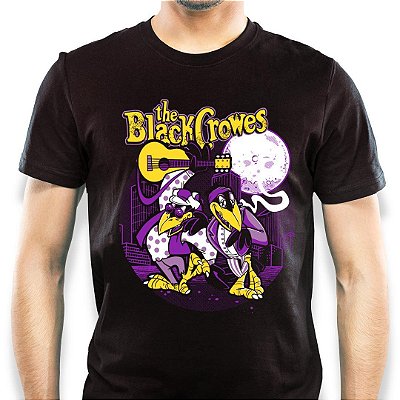 Camiseta rock Black Crowes Faisca e Fumaça com mangas curtas na cor preta