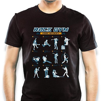 Camiseta Rock GYM com mangas curtas na cor preta