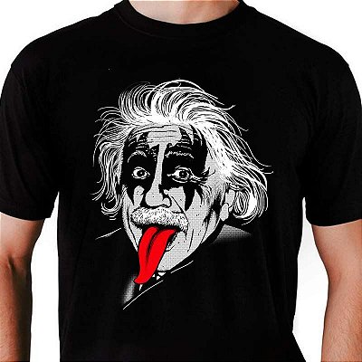 Camiseta rock  Kiss Albert Einstein 2.0 tamanho adulto com mangas curtas na cor preta