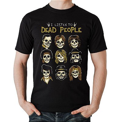 Camiseta Premium rock I listen to dead People para adulto com mangas curtas na cor preta