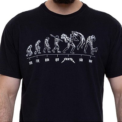 Camiseta Evolução da Semana Rock Premium tamanho adulto com mangas curtas
