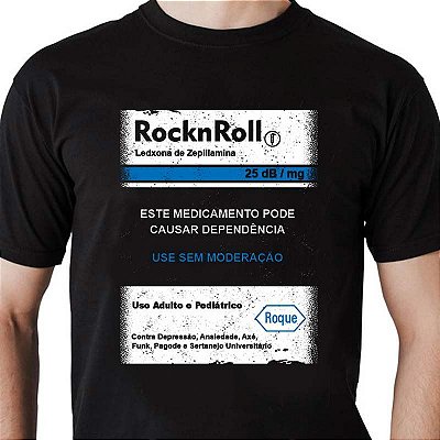 Camiseta rock Led Zeppelin Rock n Roll Tarja Preta