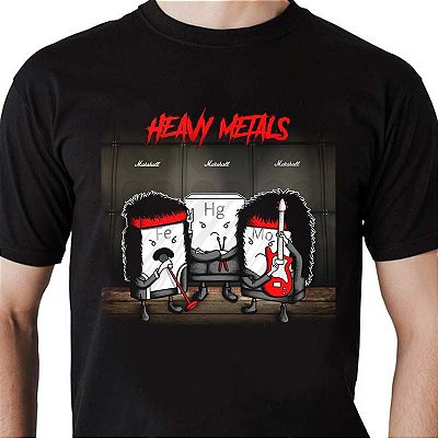 Camiseta Heavy Metals tamanho adulto com mangas curtas na cor preta  Premium
