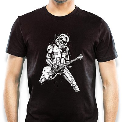 Camiseta Rock Stormtrooper Guitar manga curta tamanho adulto