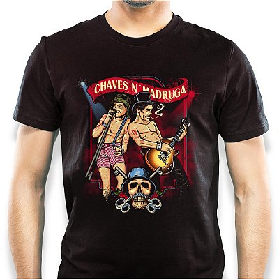 Camiseta Rock Premium Chaves N´Madruga tamanho adulto com mangas curtas