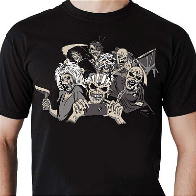 Camiseta rock Eddies Selfie tamanho adulto com mangas curtas