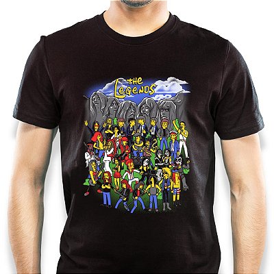 Camiseta Simpsons Lendas do Rock tamanho adulto com mangas curtas