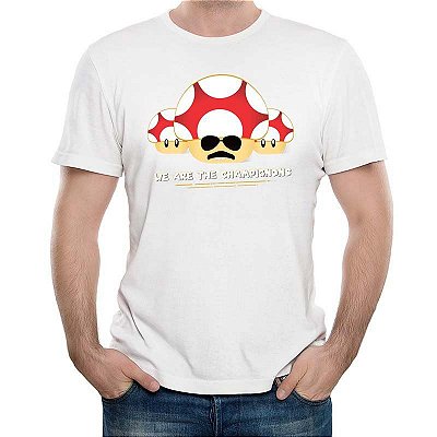 Camiseta para adulto com mangas curtas na cor branca We are the Champignons premium