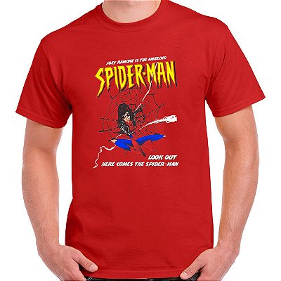 Camiseta para adulto com mangas curtas na cor vermelha Ramones Spider-Man Premium