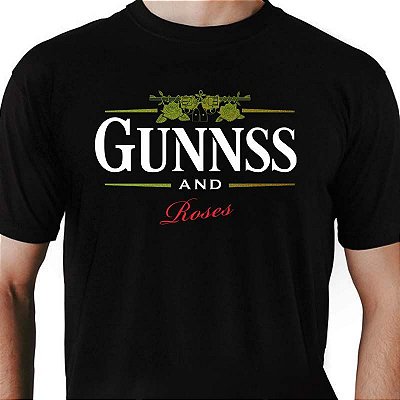 Camiseta rock Guinness para adulto com mangas curtas na cor preta