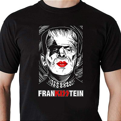 Camiseta FranKISStein da banda Kiss tamanho adulto na cor preta