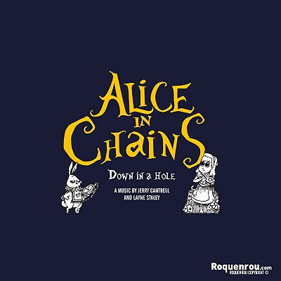 Camiseta para adulto com mangas curtas na cor azul marinho Alice in Chains