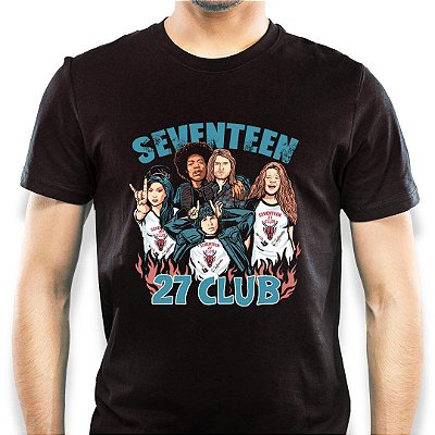 Camiseta Rock 27 Club Hellfire Club manga curta tamanho adulto na cor preta