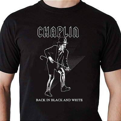 Camiseta Charlis Chaplin Back in Black nad White preto