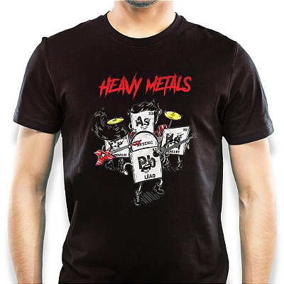 Camiseta rock Heavy Metals 2.0 tamanho adulto com mangas curtas na cor preta Premium