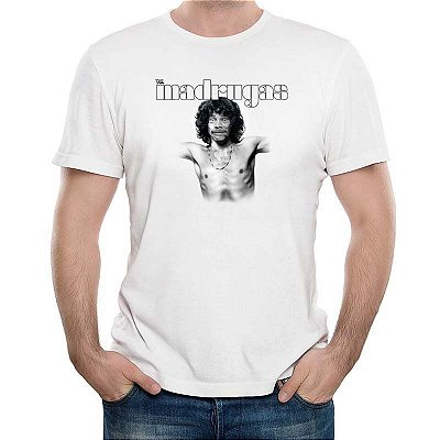 Camiseta rock Jim Morrison Seu Madruga tamanho adulto na cor branca