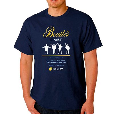 Camiseta Rock Beatles Whisky Balla 12 para adulto com mangas curtas na cor azul marinho