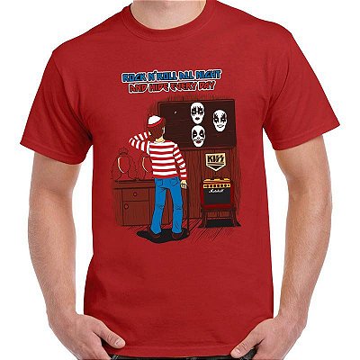 Camiseta rock Kiss Wally tamanho adulto com mangas curtas na cor vermelha Premium