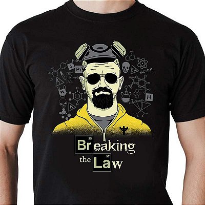 Camiseta tamanho adulto com mangas curtas na cor preta Breaking the Law Breaking Bad