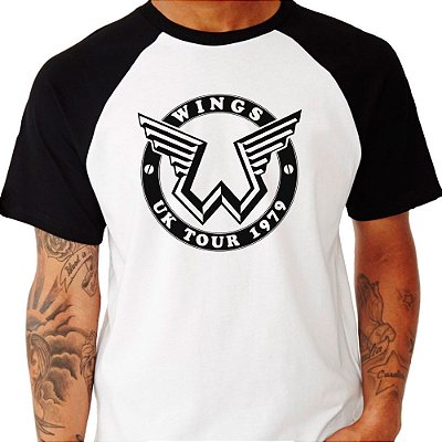 Camiseta Raglan Paul Mccartney The Wings Uk Tour 1979 branca