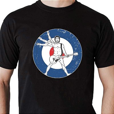 Camiseta rock The Who Vitruviano tamanho adulto com mangas curtas na cor preto