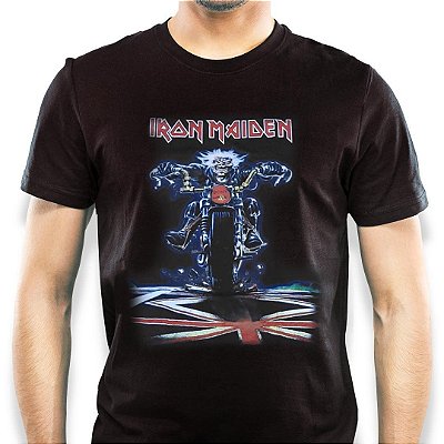 Camiseta Iron Maiden Eddie Motocycle tamanho adulto na cor preta Classics