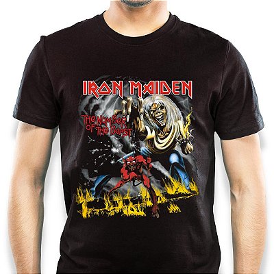 Camiseta Iron Maiden The Number of the Beast tamanho adulto na cor preta Classics