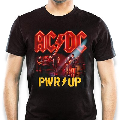 Camiseta rock Camiseta AC/DC Power Up - Lightning tamanho adulto masculina com mangas curtas na cor preta Rock Classics