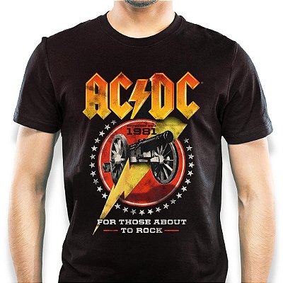 Camiseta AC/DC For Those About To Rock tamanho adulto na cor preta Classics