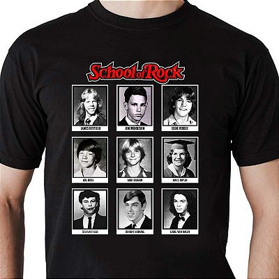 Camiseta School of Rock com mangas curtas na cor preta