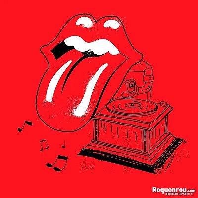 Camiseta Rolling Stones Gramophone tamanho adulto com mangas curtas vermelha