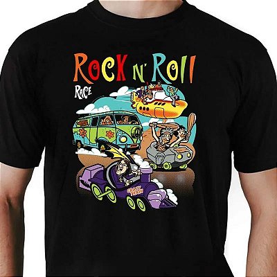 Camiseta rock Rock n Roll Race tamanho adulto com mangas curtas na cor preta Premium
