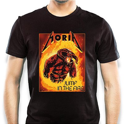 Camiseta rock Moria tamanho adulto com mangas curtas na cor preta Premium