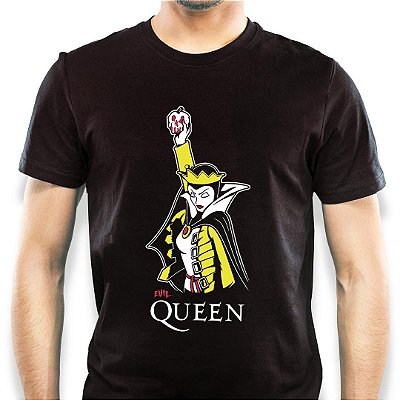Camiseta rock Queen Evil Queen na cor preta com mangas curtas