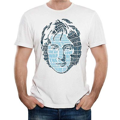 Camiseta rock John Lennon Caligrama tamanho adulto com mangas curtas na cor branca Premium