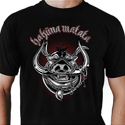 Camiseta rock Hakuna Matata tamanho adulto com mangas curtas na cor preta Premium