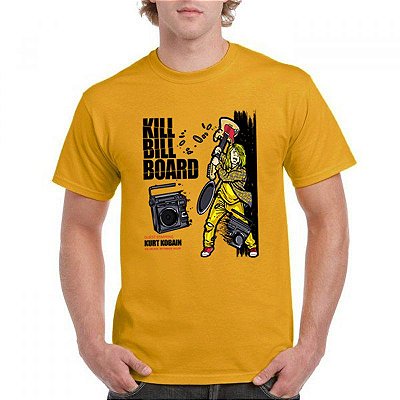Camiseta rock Kurt Kill billboard tamanho adulto com mangas curtas na cor Amarela