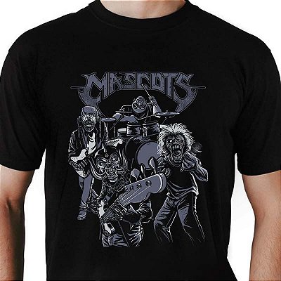 Camiseta rock Mascots tamanho adulto com mangas curtas na cor preta