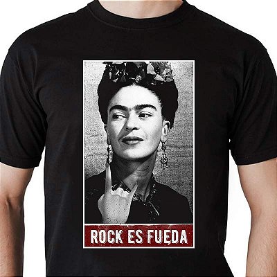 Camiseta rock Frida Kahlo Rock es Fueda tamanho adulto com mangas curtas na cor preta  Premium