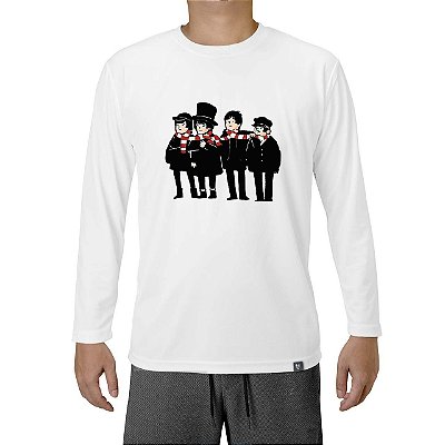 Camiseta rock Beatles Winter tamanho adulto com mangas longas na cor branca masculina