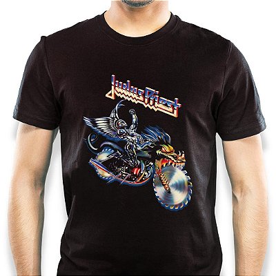 Camiseta rock Judas Priest Painkiller masculina tamanho adulto com mangas curtas na cor preta Classics