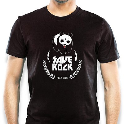 Camiseta premium Save Rock Play Loud para adulto com mangas curtas na cor preta