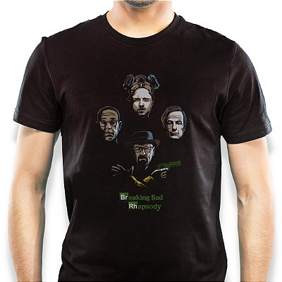 Camiseta rock Breaking Bad Rhapsody tamanho adulto com mangas curtas na cor Preta premium