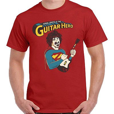 Camiseta rock Frank Zappa Vermelha tamanho adulto com mangas curtas na cor vermelha premium