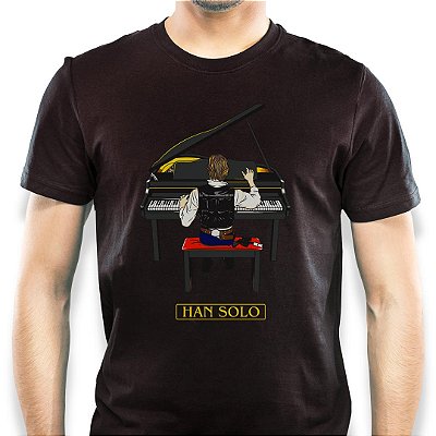 Camiseta rock Han Solo Piano Bar tamanho adulto com mangas curtas na cor preta Premium