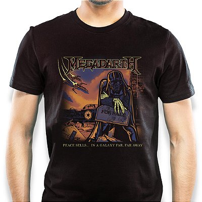 Camiseta rock Megadarth tamanho adulto de mangas curtas na cor preta