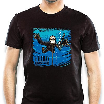 Camiseta rock premium Jason friday crystal lake de mangas curtas na cor preta
