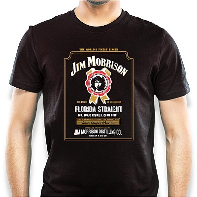 Camiseta rock Jim Morrison Whisky tamanho adulto com mangas curtas na cor branca