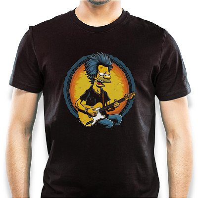 Camiseta premium Keith Richards Simpsons mode tamanho adulto de mangas curtas na cor preta